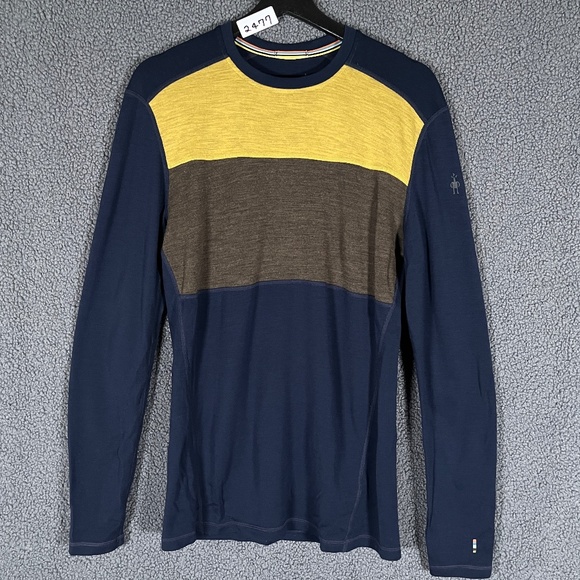 Smartwool Merino 250 Wool Crew Base Layer Long Sleeve Shirt - Men's Size M Blue - Picture 1 of 8